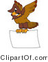 Vector Illustration of a Cartoon Falcon Mascot Character Carrying a Blank Sign by Mascot Junction