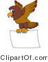 Vector Illustration of a Cartoon Falcon Mascot Character Flying a Blank Sign by Mascot Junction