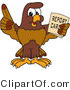 Vector Illustration of a Cartoon Falcon Mascot Character Holding a Report Card by Mascot Junction