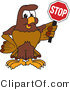 Vector Illustration of a Cartoon Falcon Mascot Character Holding a Stop Sign by Mascot Junction