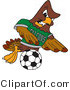 Vector Illustration of a Cartoon Falcon Mascot Character Kicking a Soccer Ball by Mascot Junction