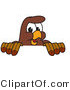 Vector Illustration of a Cartoon Falcon Mascot Character Looking over a Surface by Mascot Junction