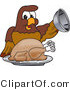 Vector Illustration of a Cartoon Falcon Mascot Character Serving a Turkey by Mascot Junction