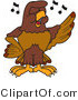 Vector Illustration of a Cartoon Falcon Mascot Character Singing by Mascot Junction