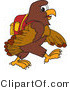 Vector Illustration of a Cartoon Falcon Mascot Character Walking to School by Mascot Junction