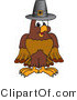 Vector Illustration of a Cartoon Falcon Mascot Character Wearing a Pilgrim Hat by Mascot Junction