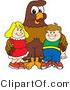 Vector Illustration of a Cartoon Falcon Mascot Character with Children by Mascot Junction
