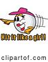 Vector Illustration of a Cartoon Female Golf Ball Sports Mascot over Hit It like a Girl Text by Mascot Junction