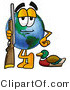 Vector Illustration of a Cartoon Globe Mascot Duck Hunting, Standing with a Rifle and Duck by Mascot Junction