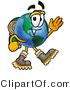 Vector Illustration of a Cartoon Globe Mascot Hiking and Carrying a Backpack by Mascot Junction