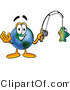 Vector Illustration of a Cartoon Globe Mascot Holding a Fish on a Fishing Pole by Mascot Junction