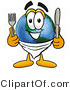 Vector Illustration of a Cartoon Globe Mascot Holding a Knife and Fork by Mascot Junction