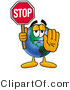 Vector Illustration of a Cartoon Globe Mascot Holding a Stop Sign by Mascot Junction
