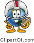 Vector Illustration of a Cartoon Globe Mascot in a Helmet, Holding a Football by Mascot Junction