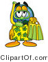 Vector Illustration of a Cartoon Globe Mascot in Green and Yellow Snorkel Gear by Mascot Junction