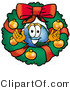Vector Illustration of a Cartoon Globe Mascot in the Center of a Christmas Wreath by Mascot Junction