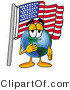 Vector Illustration of a Cartoon Globe Mascot Pledging Allegiance to an American Flag by Mascot Junction