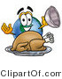 Vector Illustration of a Cartoon Globe Mascot Serving a Thanksgiving Turkey on a Platter by Mascot Junction