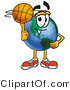 Vector Illustration of a Cartoon Globe Mascot Spinning a Basketball on His Finger by Mascot Junction