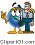 Vector Illustration of a Cartoon Globe Mascot Talking to a Business Man by Mascot Junction