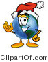 Vector Illustration of a Cartoon Globe Mascot Wearing a Santa Hat and Waving by Mascot Junction