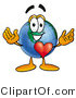 Vector Illustration of a Cartoon Globe Mascot with His Heart Beating out of His Chest by Mascot Junction