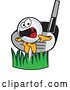 Vector Illustration of a Cartoon Golf Ball Sports Mascot Being Whacked by a Club by Toons4Biz