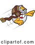 Vector Illustration of a Cartoon Golf Ball Sports Mascot Bomber Flying by Mascot Junction