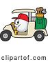 Vector Illustration of a Cartoon Golf Ball Sports Mascot Driving a Cart by Mascot Junction