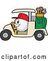Vector Illustration of a Cartoon Golf Ball Sports Mascot Driving a Cart by Toons4Biz