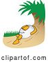 Vector Illustration of a Cartoon Golf Ball Sports Mascot Relaxing in a Sand Trap by Mascot Junction