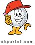 Vector Illustration of a Cartoon Golf Ball Sports Mascot Wearing a Red Hat and Holding a Pencil by Toons4Biz
