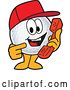 Vector Illustration of a Cartoon Golf Ball Sports Mascot Wearing a Red Hat and Holding a Telephone by Toons4Biz
