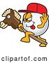 Vector Illustration of a Cartoon Golf Ball Sports Mascot Wearing a Red Hat and Playing with a Stick Pony by Toons4Biz