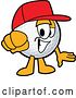 Vector Illustration of a Cartoon Golf Ball Sports Mascot Wearing a Red Hat and Pointing Outwards by Toons4Biz