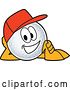 Vector Illustration of a Cartoon Golf Ball Sports Mascot Wearing a Red Hat and Resting on His Side by Toons4Biz