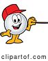 Vector Illustration of a Cartoon Golf Ball Sports Mascot Wearing a Red Hat and Using a Pointer Stick by Mascot Junction