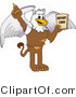 Vector Illustration of a Cartoon Griffin Mascot Holding a Report Card by Mascot Junction