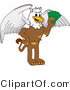 Vector Illustration of a Cartoon Griffin Mascot Holding Cash by Mascot Junction