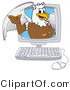 Vector Illustration of a Cartoon Griffin Mascot in a Computer by Mascot Junction