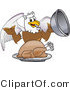 Vector Illustration of a Cartoon Griffin Mascot Serving a Thanksgiving Turkey by Mascot Junction