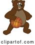 Vector Illustration of a Cartoon Grizzly Bear School Mascot Dribbling a Basketball by Mascot Junction