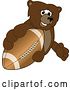 Vector Illustration of a Cartoon Grizzly Bear School Mascot Grabbing an American Football by Mascot Junction