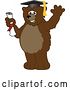 Vector Illustration of a Cartoon Grizzly Bear School Mascot Graduate Holding a Diploma and Waving by Toons4Biz