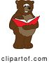 Vector Illustration of a Cartoon Grizzly Bear School Mascot Reading a Book by Mascot Junction