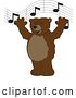 Vector Illustration of a Cartoon Grizzly Bear School Mascot Singing Under Music Notes by Mascot Junction