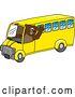 Vector Illustration of a Cartoon Grizzly Bear School Mascot Waving and Driving a Bus by Toons4Biz