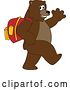 Vector Illustration of a Cartoon Grizzly Bear School Mascot Wearing a Backpack, Walking and Waving by Mascot Junction