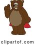 Vector Illustration of a Cartoon Grizzly Bear School Mascot Wearing a Cape and Holding up a Finger by Mascot Junction