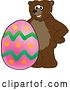 Vector Illustration of a Cartoon Grizzly Bear School Mascot with an Easter Egg by Toons4Biz